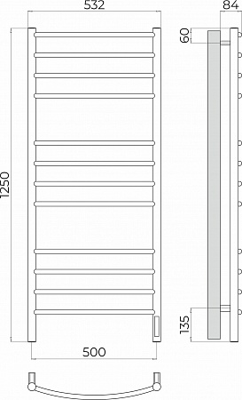 Классик П12 500х1250 Электро (quick touch) Полотенцесушитель TERMINUS Чебоксары - фото 3