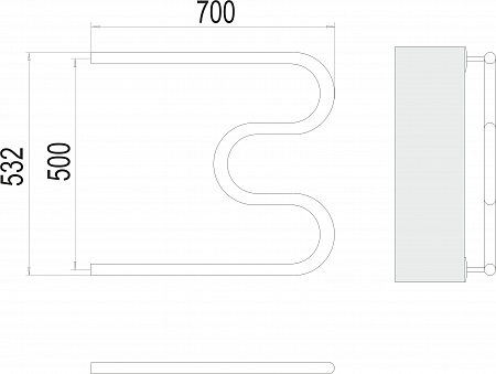 М-обр AISI 32х2 500х700 Полотенцесушитель  TERMINUS Чебоксары - фото 3
