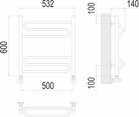 Юпитер П6 500х600 Полотенцесушитель  TERMINUS Чебоксары - фото 3