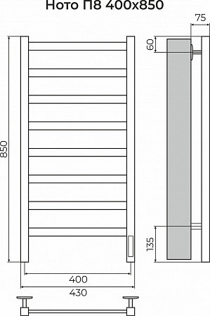 Ното П8 400х850 Электро (quick touch) Полотенцесушитель TERMINUS Чебоксары - фото 3