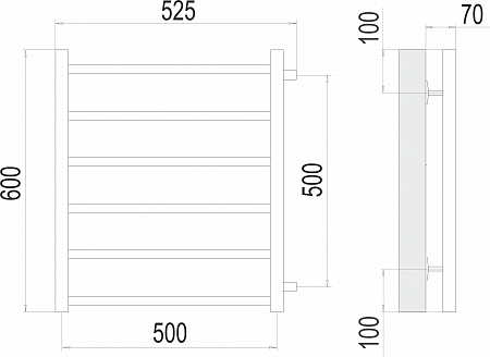 Вега П6 500х600 бп500 Полотенцесушитель  TERMINUS Чебоксары - фото 3