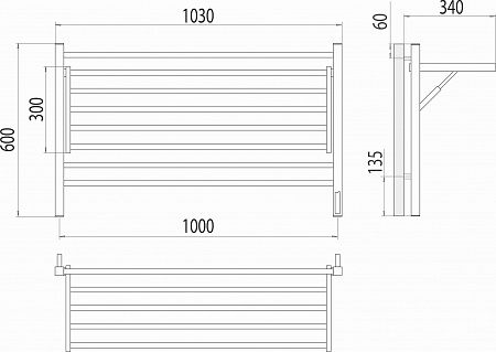 Горизонт П8 1000х600 электро КС ЧЕРНЫЙ МУАР (sensor quick touch) Полотенцесушитель TERMINUS Чебоксары - фото 5